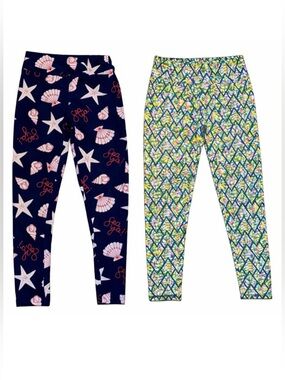 LuLaRoe One Size Leggings Bundle | Nautical Sea Shell & Geometric Print Set of 2